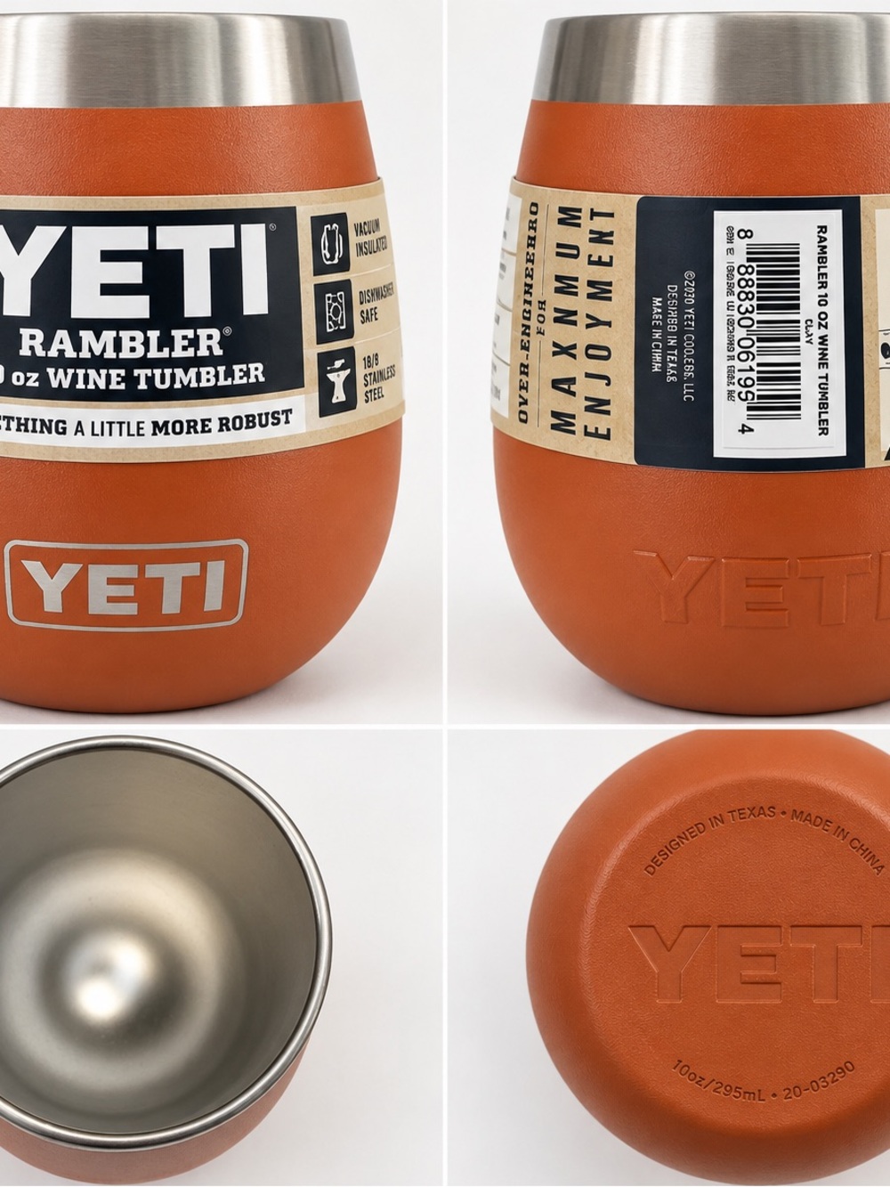 Yeti Orange Rambler 10 oz Wine Tumbler